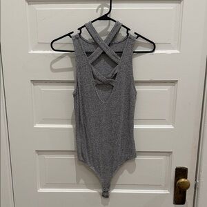 Express Gray Crisscross Bodysuit
